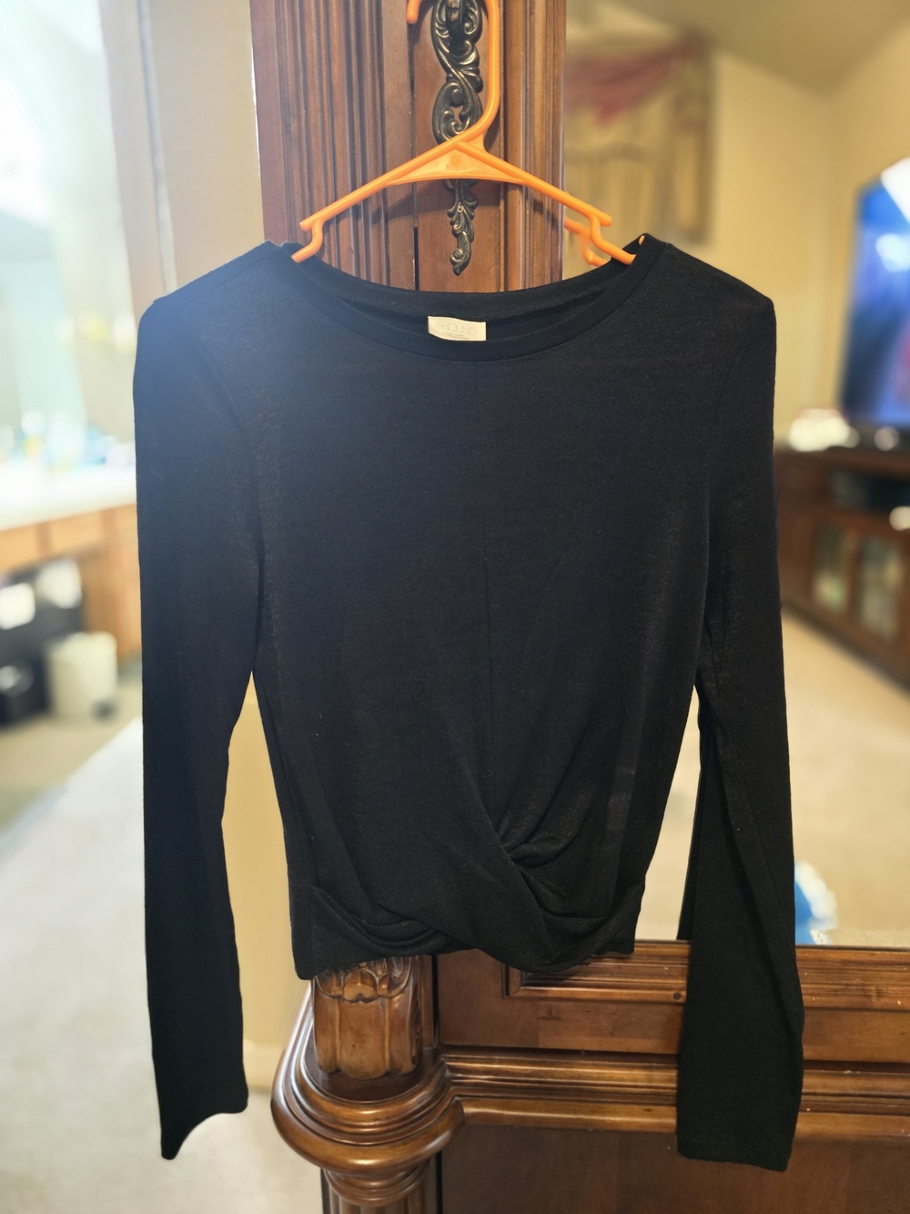 Abound Black Twist-Front Long Sleeve Tee